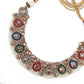 Multicolor Traditional Rhine Stone Necklace Set - Rajwada