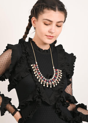 Multicolor with pearls Necklace Set - Rajwada