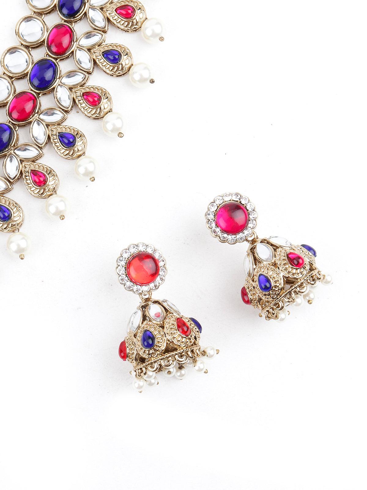 Multicolor with pearls Necklace Set - Rajwada