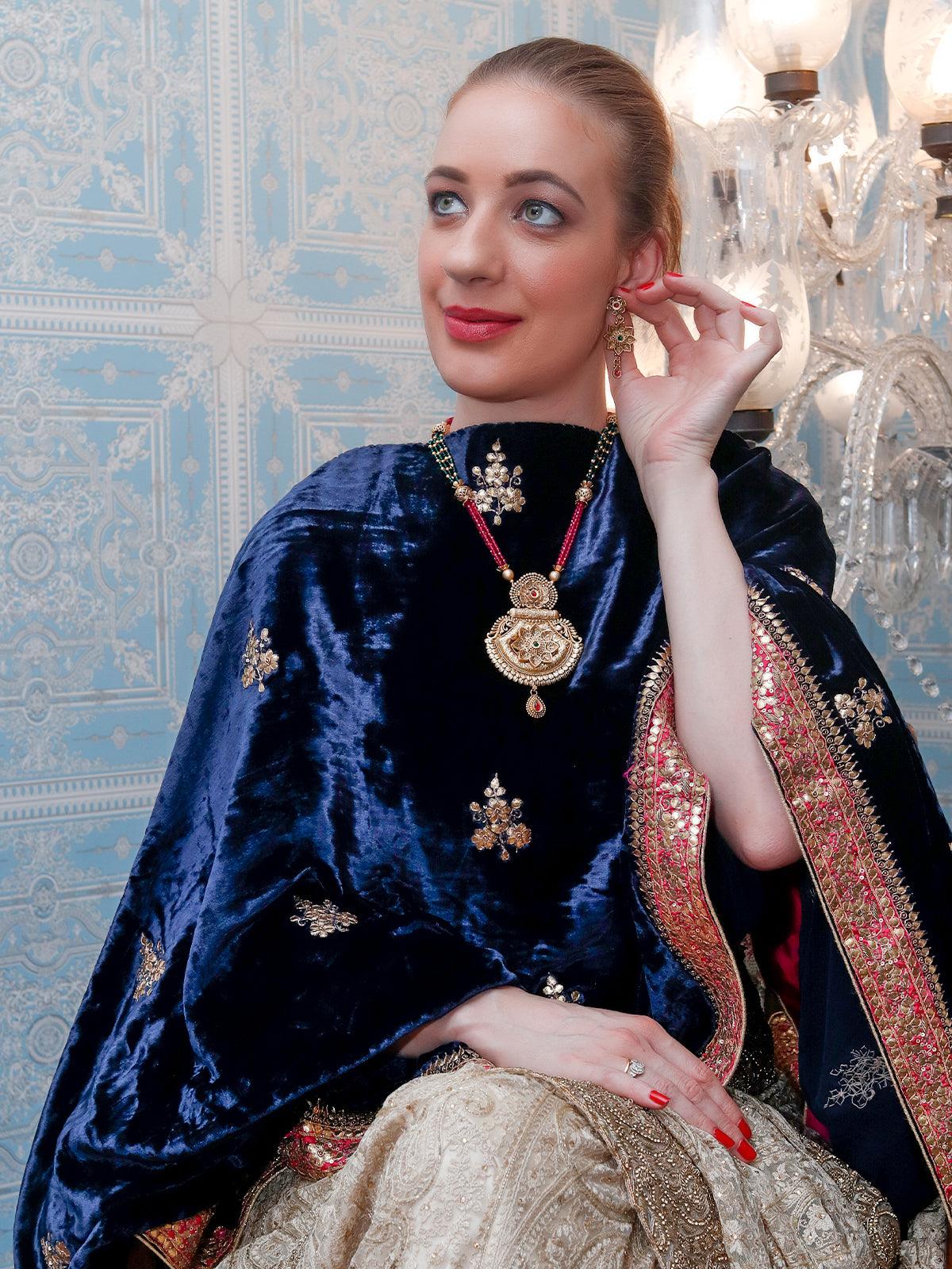 Multicolored Ethnic Long Necklace Set - Rajwada