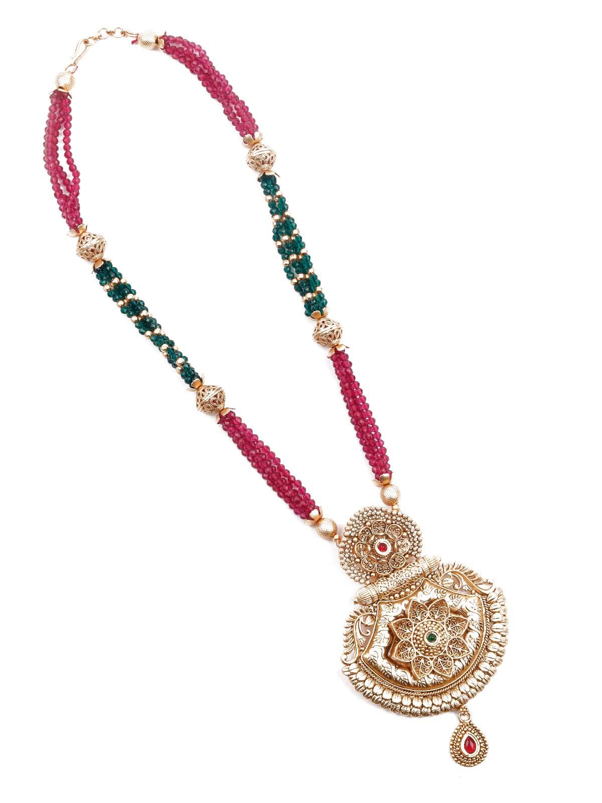 Multicolored Ethnic Long Necklace Set - Rajwada