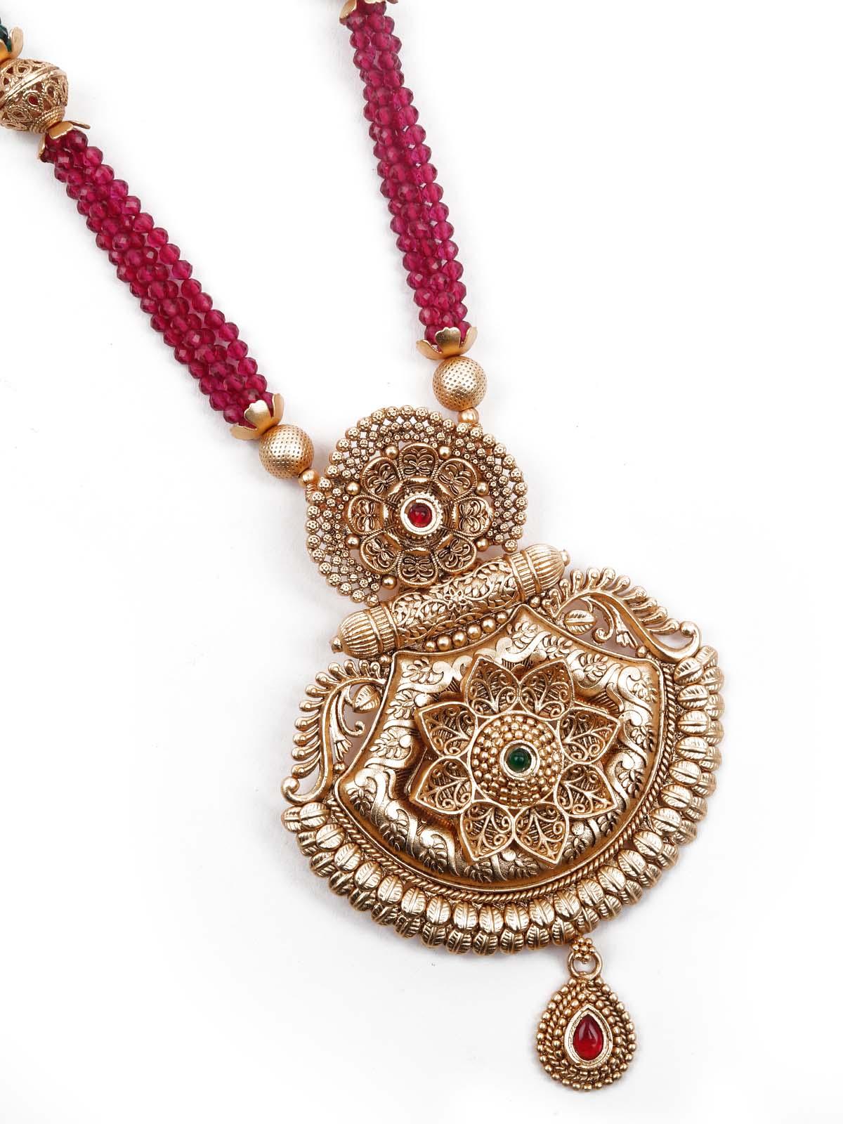 Multicolored Ethnic Long Necklace Set - Rajwada