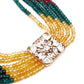Multicoloured multilayered beaded choker necklace set - Rajwada