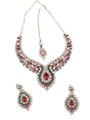 MULTICOLOURED STONES AND KUNDAN SET - Rajwada