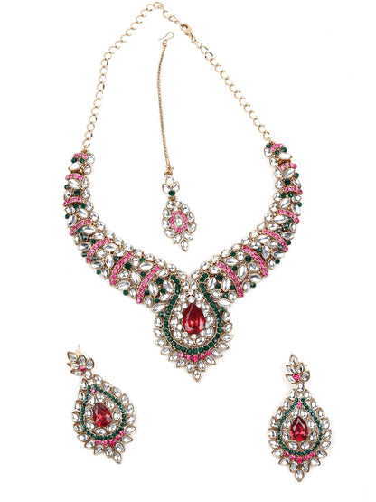 MULTICOLOURED STONES AND KUNDAN SET - Rajwada