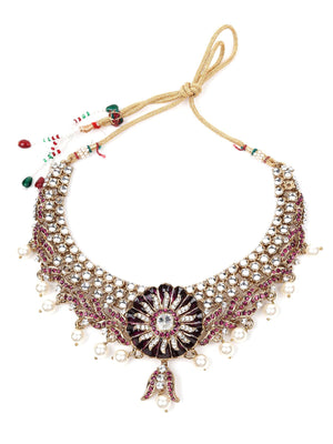 MULTICOLOURED STONES AND KUNDAN SET - Rajwada