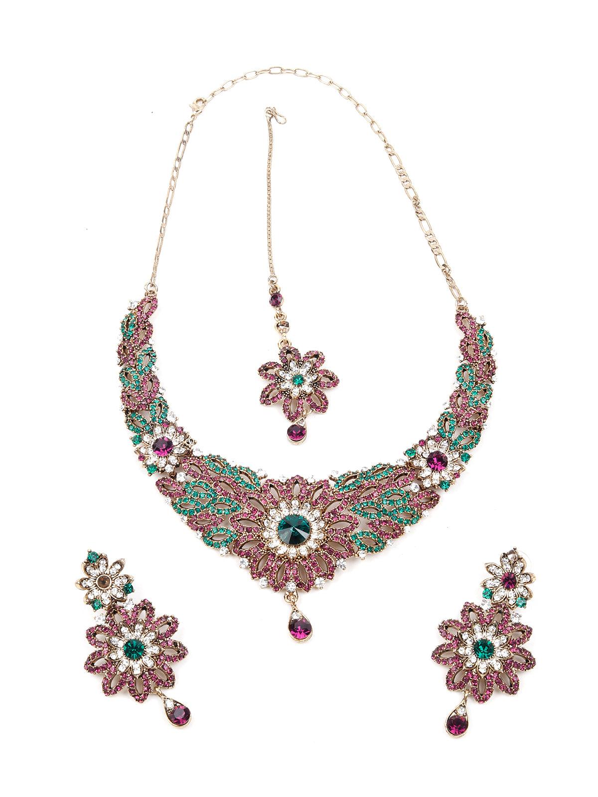 MULTICOLOURED STONES AND KUNDAN SET - Rajwada