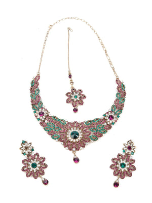 MULTICOLOURED STONES AND KUNDAN SET - Rajwada
