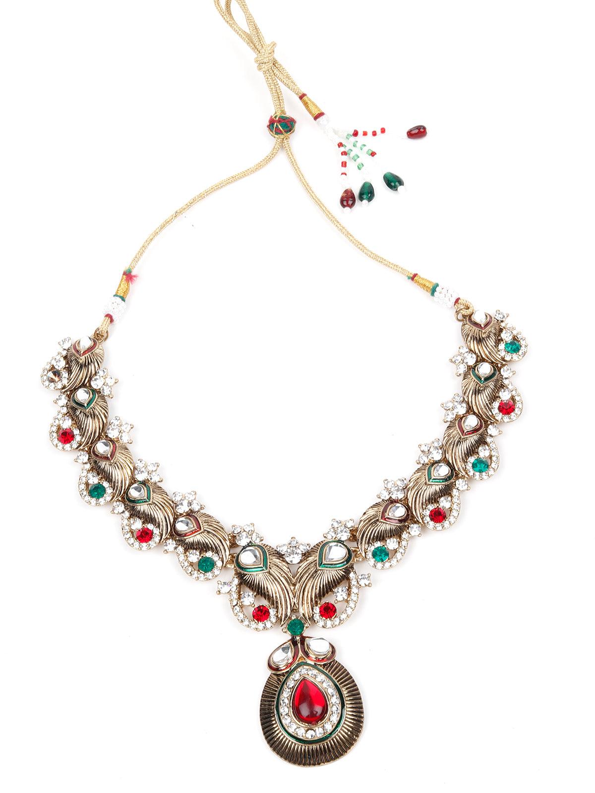 MULTICOLOURED STONES AND KUNDAN SET - Rajwada