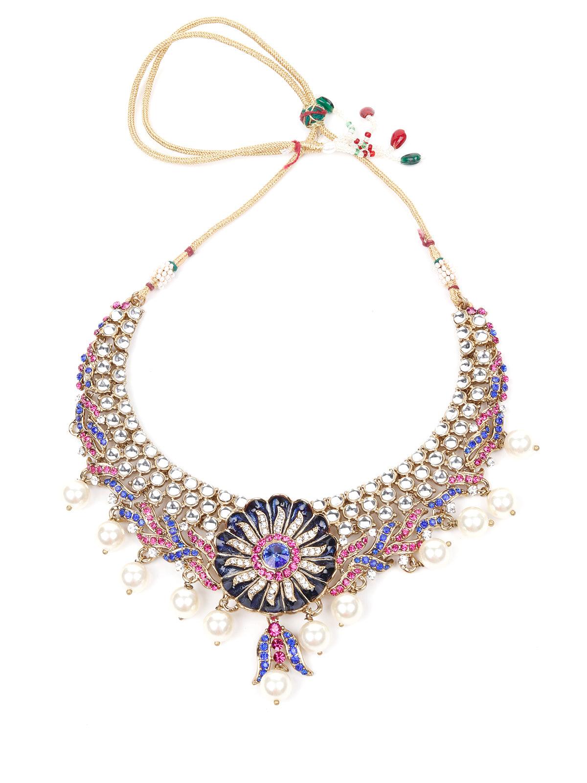 MULTICOLOURED STONES AND KUNDAN SET - Rajwada