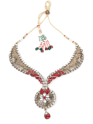 MULTICOLOURED STONES AND KUNDAN SET - Rajwada