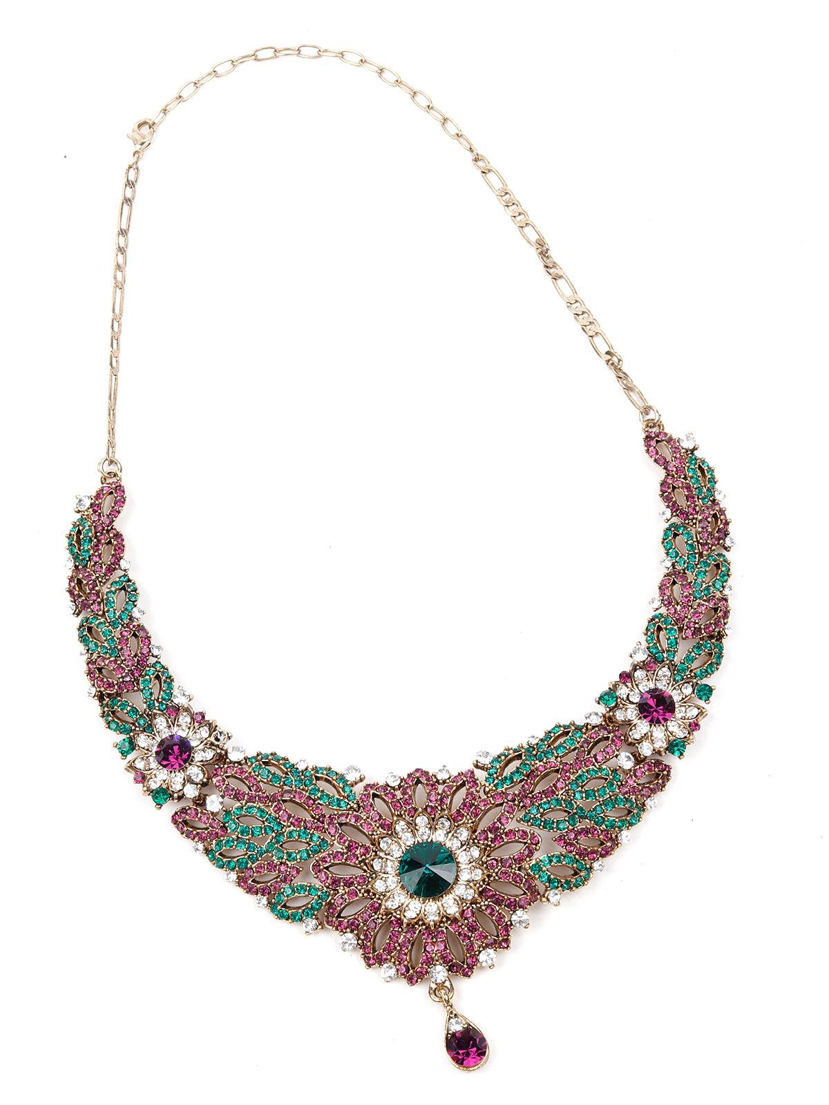 MULTICOLOURED STONES AND KUNDAN SET - Rajwada