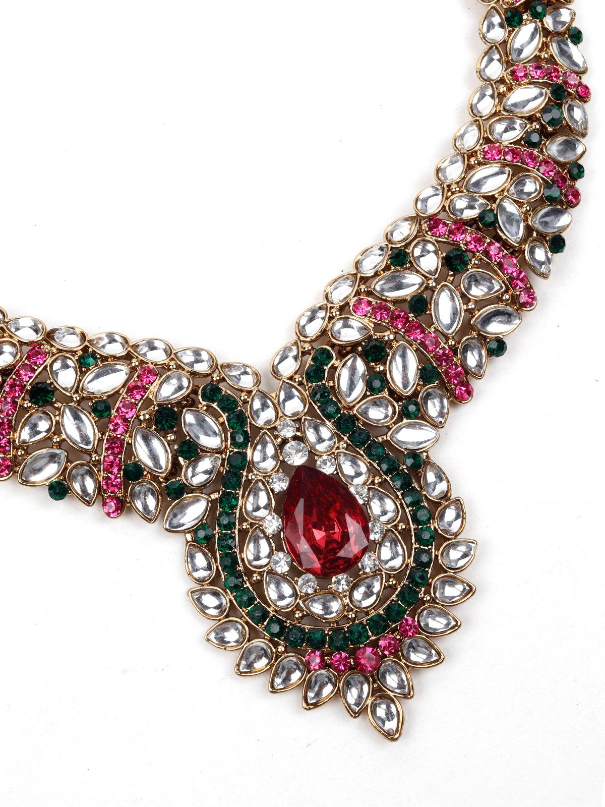 MULTICOLOURED STONES AND KUNDAN SET - Rajwada