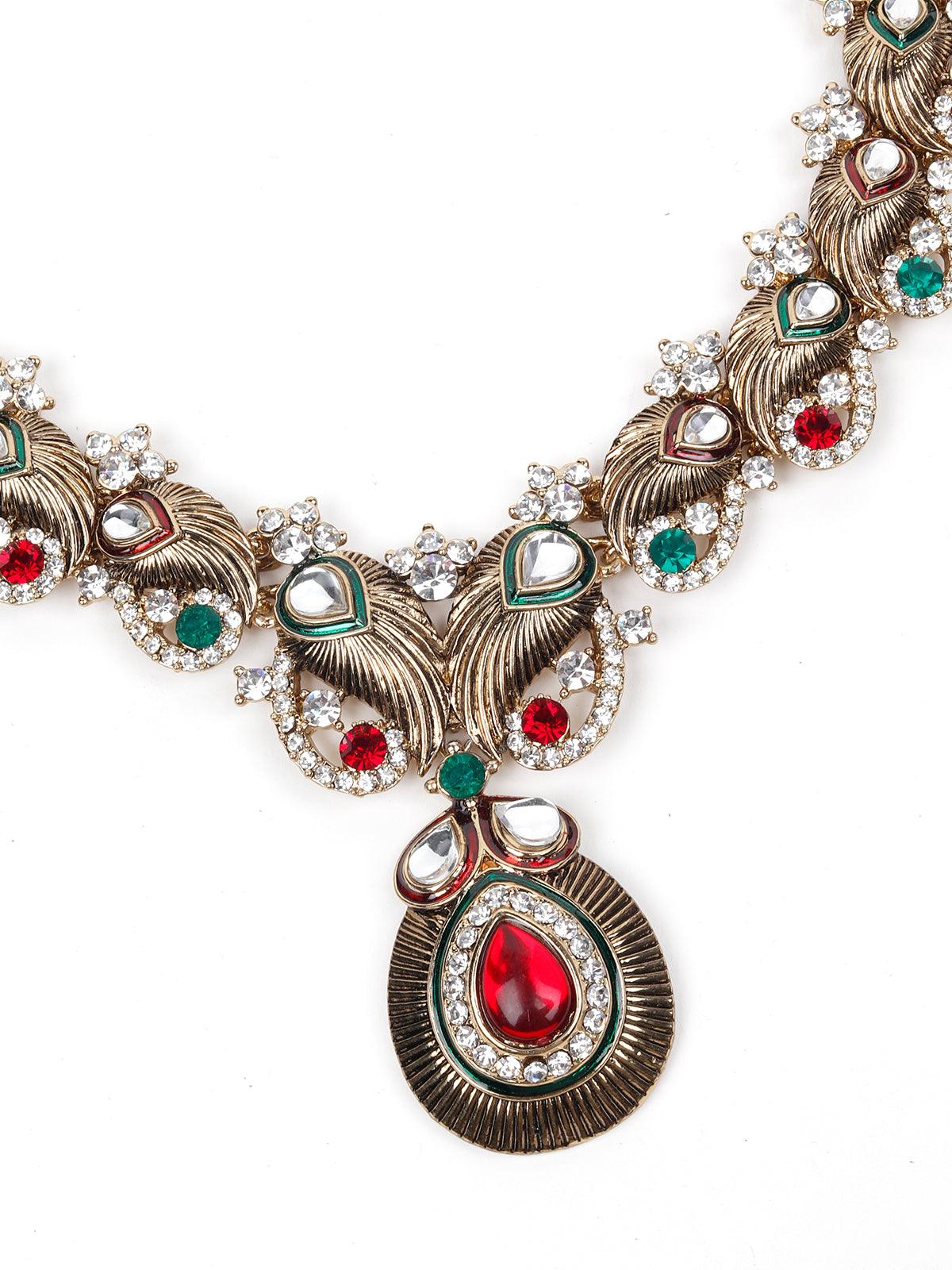 MULTICOLOURED STONES AND KUNDAN SET - Rajwada