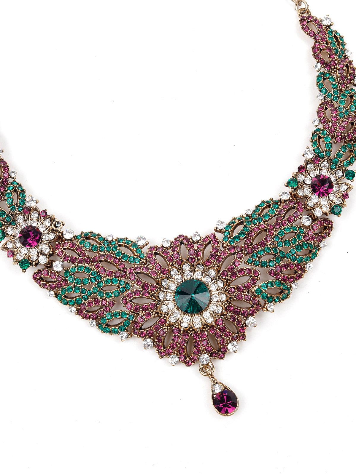 MULTICOLOURED STONES AND KUNDAN SET - Rajwada