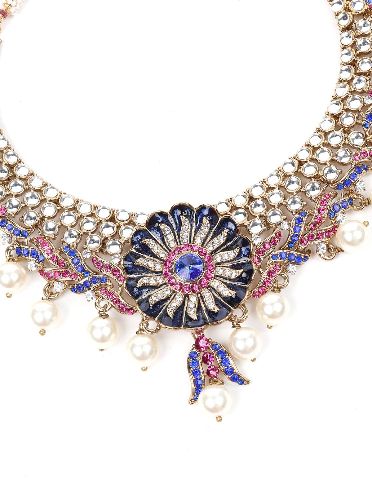 MULTICOLOURED STONES AND KUNDAN SET - Rajwada