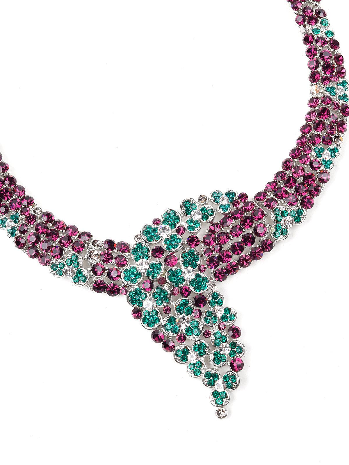 MULTICOLOURED STONES AND KUNDAN SET - Rajwada