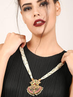 Multilayered White Temple Style Necklace Set - Rajwada