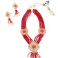 Multistring Red Mani Necklace Set - Rajwada