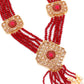 Multistring Red Mani Necklace Set - Rajwada
