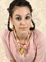 Mystic Gold Tone Pearl-Mani Necklace Set - Rajwada