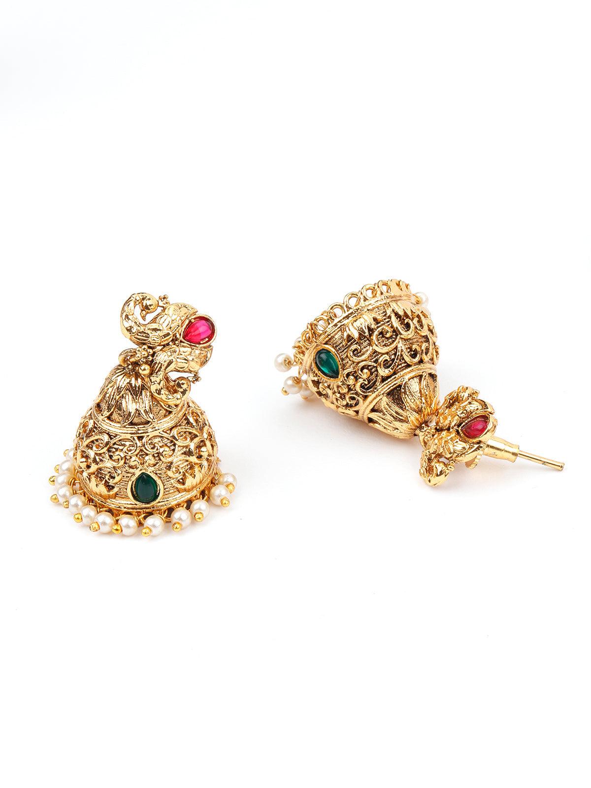 Mystic Gold Tone Pearl-Mani Necklace Set - Rajwada