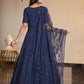 Navy Blue Diamond Georgette Anarkali - Rajwada