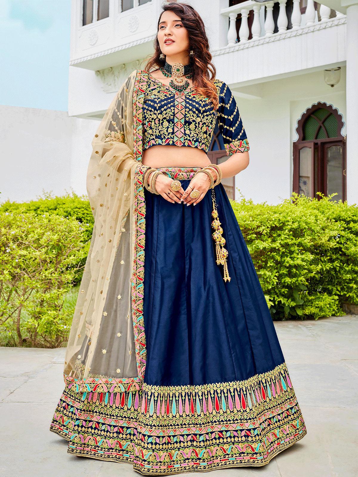 Navy Blue Festival Wear Lehenga Set - Rajwada
