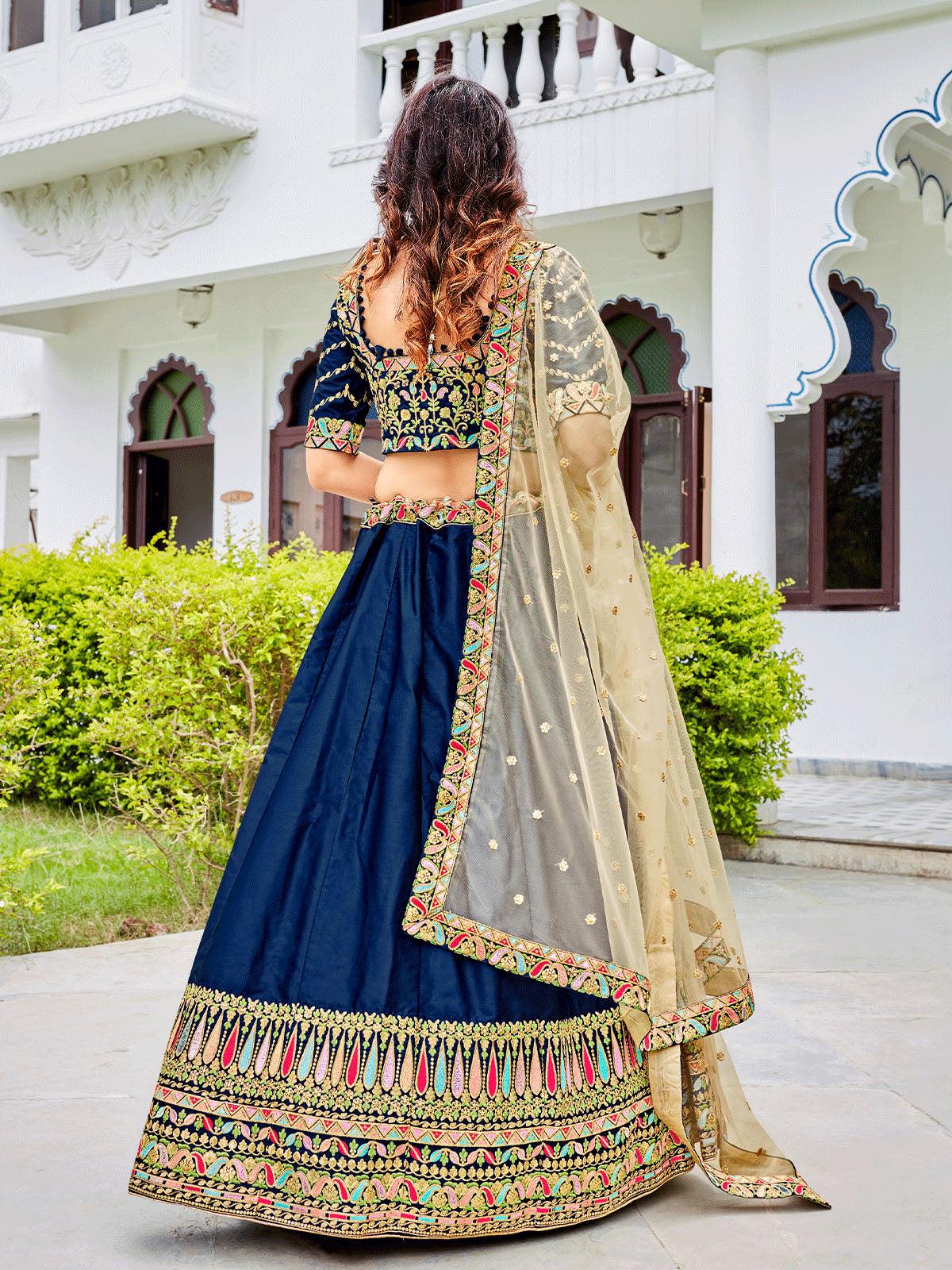 Navy Blue Festival Wear Lehenga Set - Rajwada