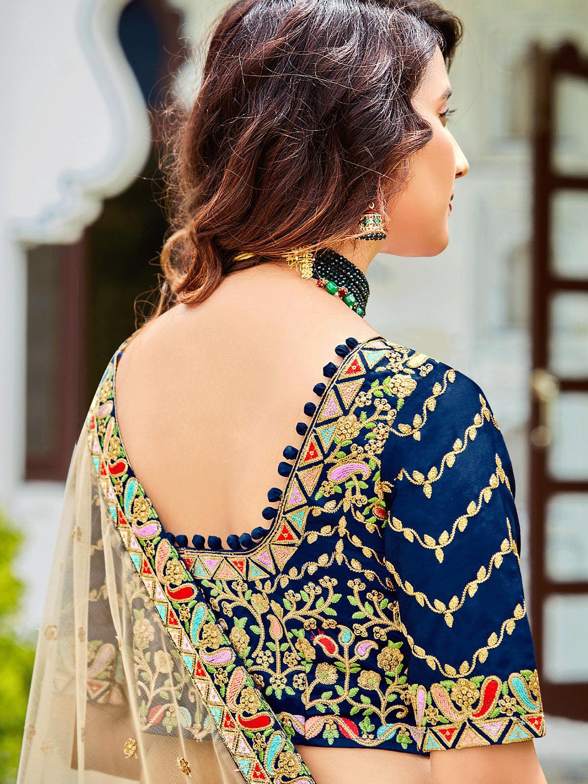 Navy Blue Festival Wear Lehenga Set - Rajwada