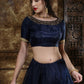 Navy Blue Organza Embroidered Lehenga - Rajwada
