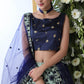 Navy blue Sequins Art Sillk Lehenga Set - Rajwada