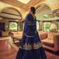 Navy blue Silk and Satin Lehenga Choli - Rajwada