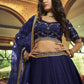 Navy blue Silk and Satin Lehenga Choli - Rajwada