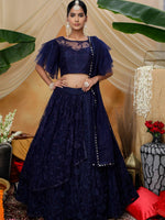 Navy Sequins Net Lehenga Set - Rajwada