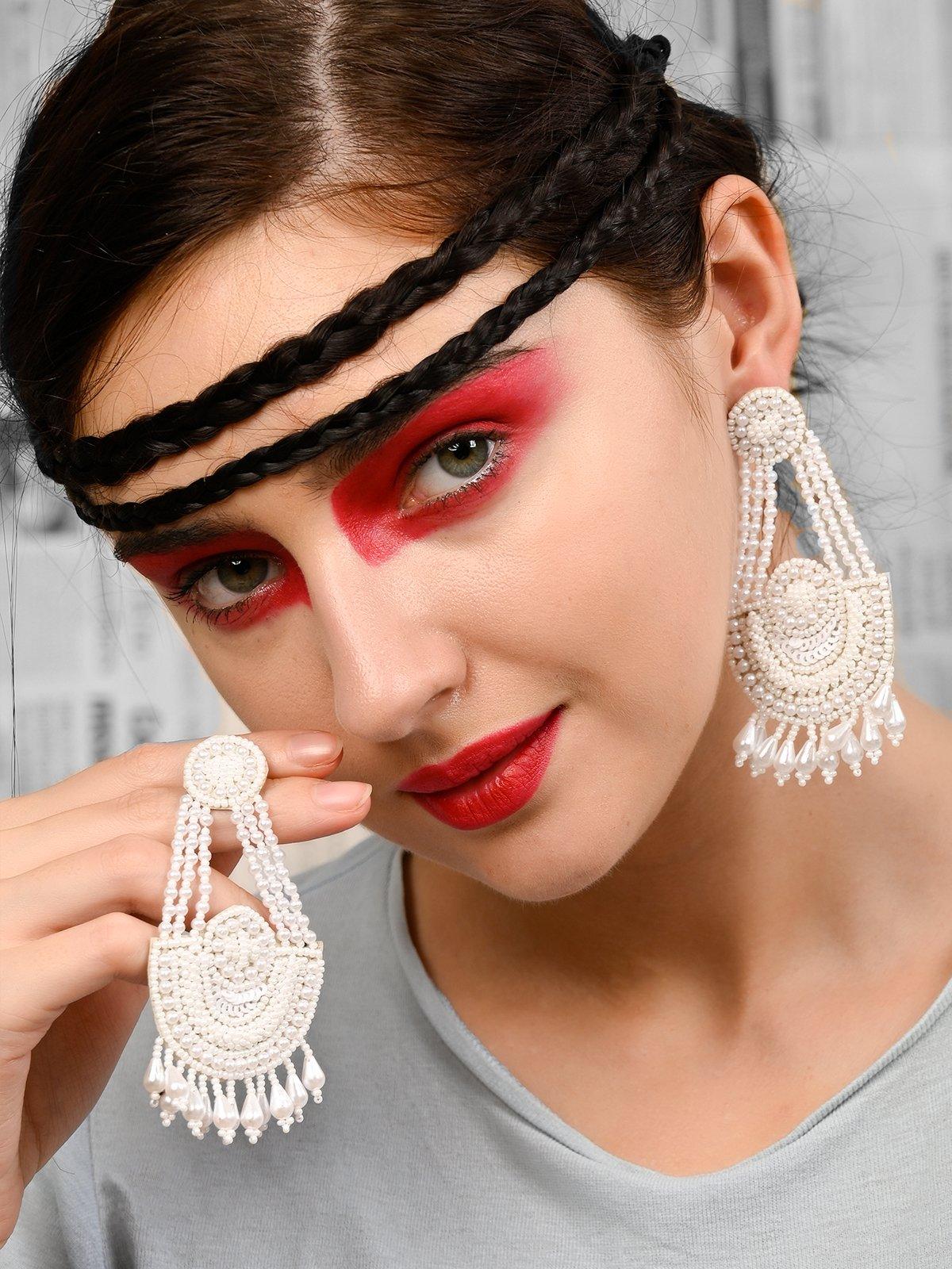 Necklace shape Pearl earring - Rajwada