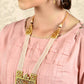 Netted Pattern Gold Tone Kundan-Pearl Necklace Set - Rajwada