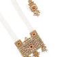 Netted Pattern Gold Tone Kundan-Pearl Necklace Set - Rajwada