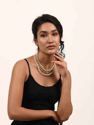 Rajwada White And Gold Alloy Embellished Neckpiece For Women