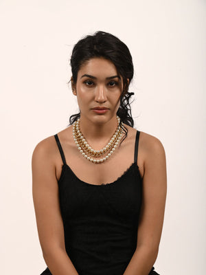 Rajwada White And Gold Alloy Embellished Neckpiece For Women