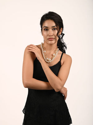 Rajwada White And Gold Alloy Embellished Neckpiece For Women