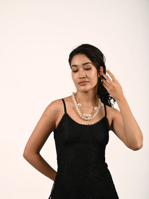 Rajwada White And Gold Alloy Embellished Neckpiece For Women