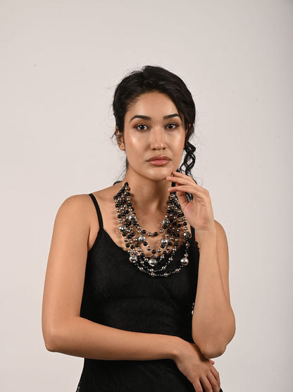 Rajwada Black And Silver Alloy Embellished Neckpiece For Women