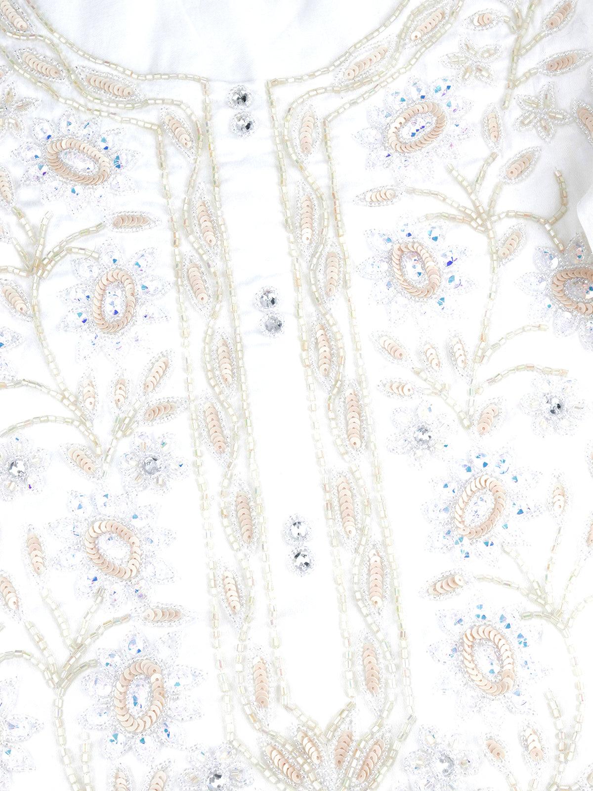 Rajwada Style White Cotton Elegant Kurta - Rajwada