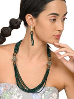 Olive green layered necklace set for women - Rajwada