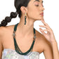 Olive green layered necklace set for women - Rajwada