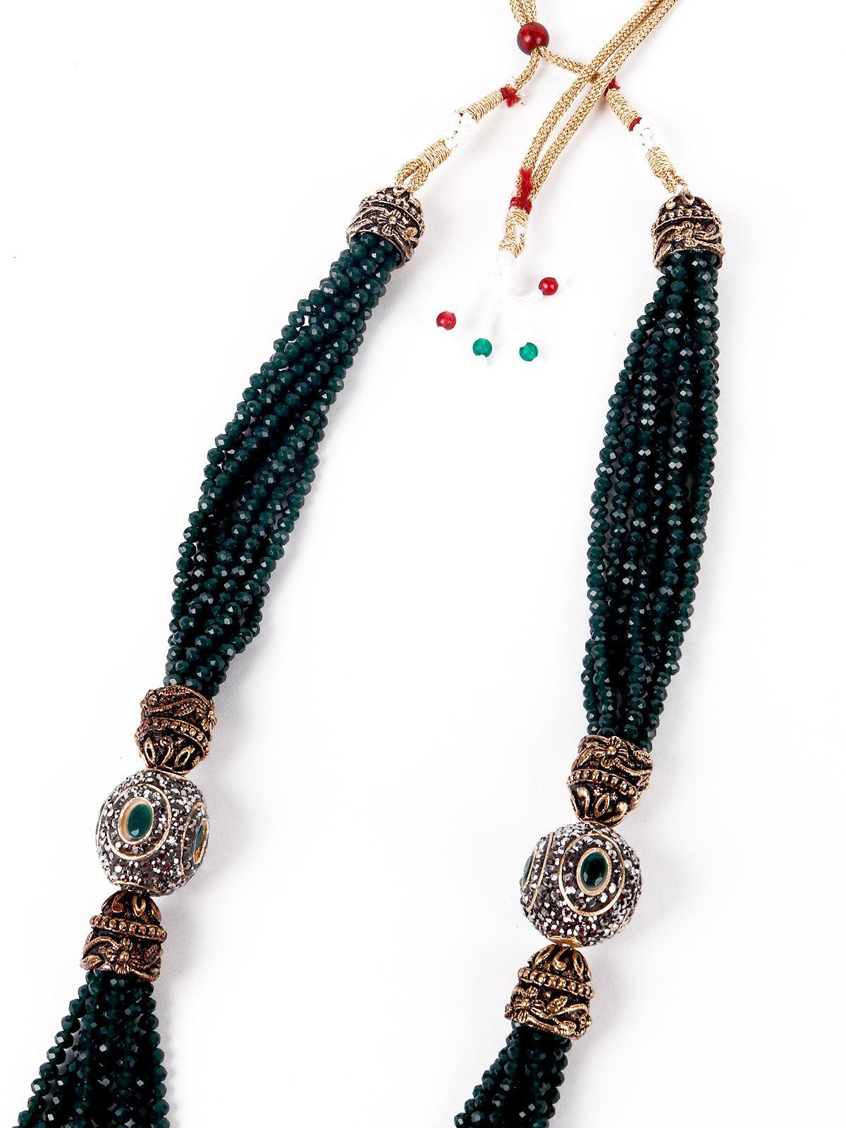 Olive green layered necklace set for women - Rajwada