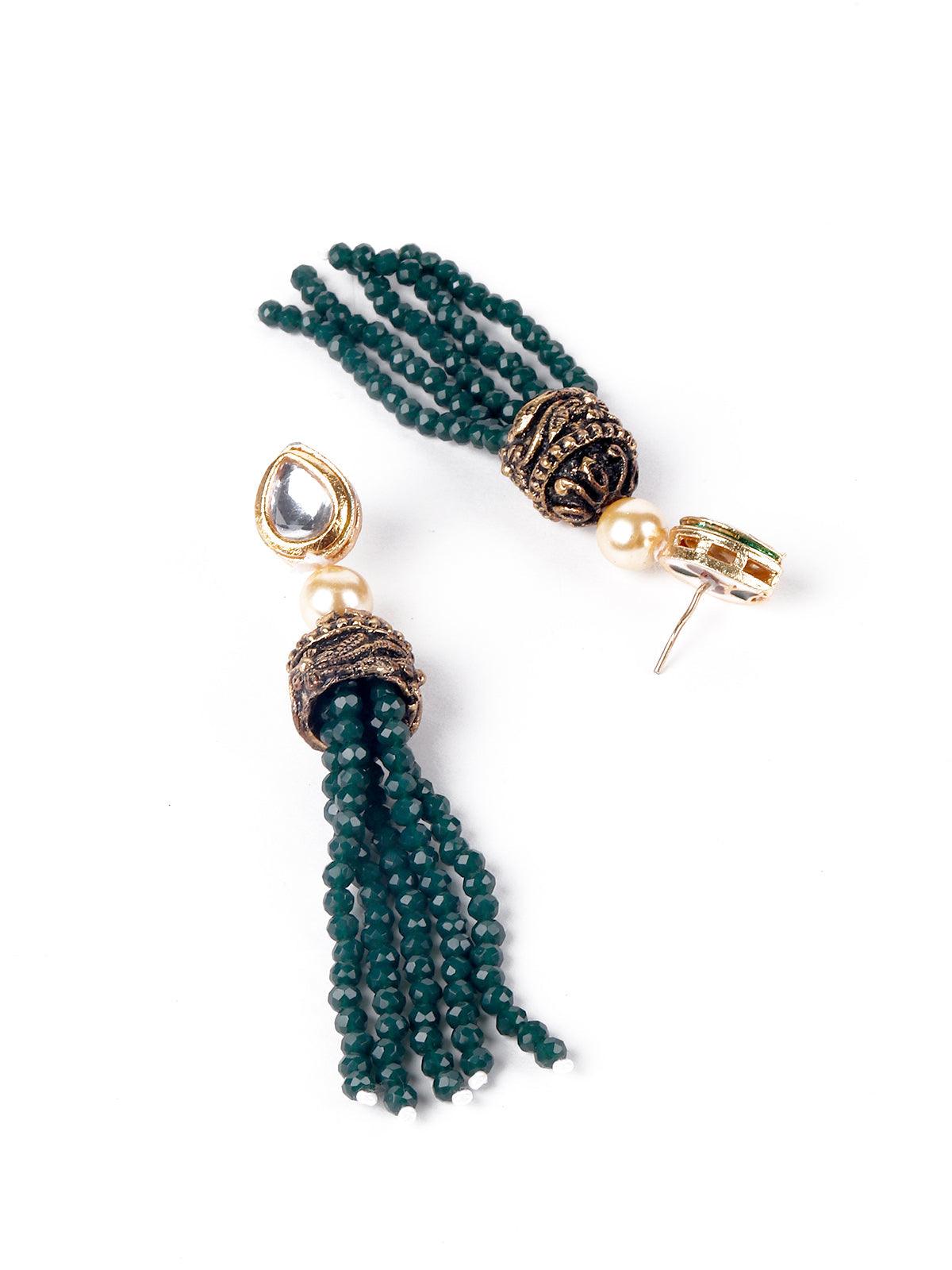 Olive green layered necklace set for women - Rajwada