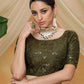 Olive Sequins Net Lehenga Set - Rajwada