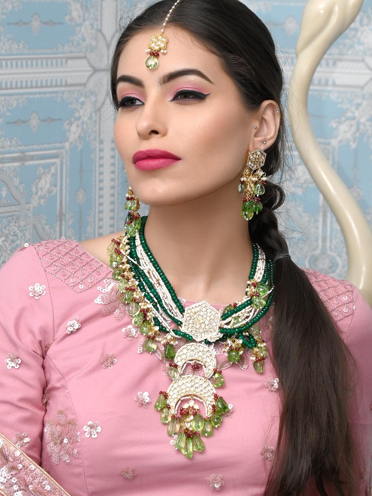 Opulant Embellished Long Necklace Set - Rajwada